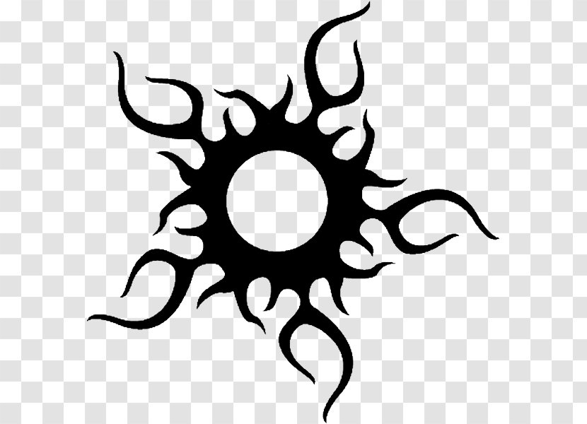 Tattoo Ink Symbol Stencil - White - Sun Tribal Transparent PNG