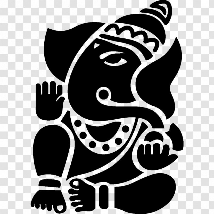 Ganesha Shiva Durga Puja Hinduism - Black And White Transparent PNG