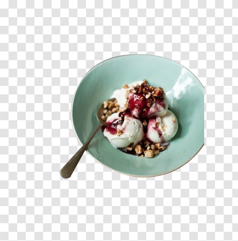 Chocolate Ice Cream Praline Sundae - Drink - Blueberry Jam Transparent PNG