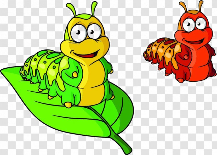 Insect Cartoon Caterpillar Illustration - Food - The On Leaves Transparent PNG