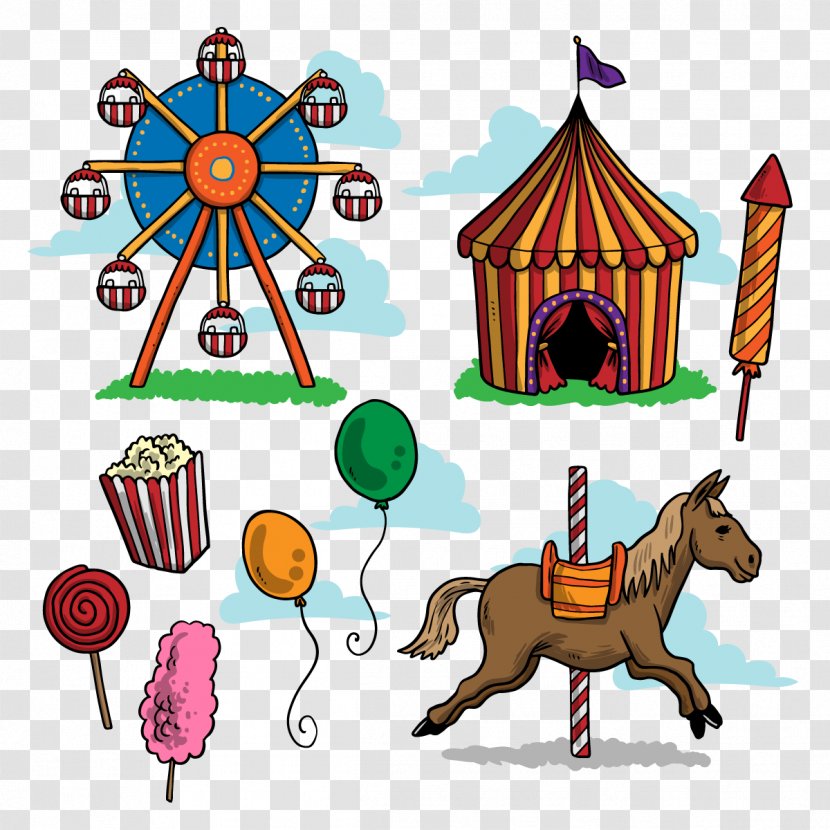 Circus Amusement Park Clip Art - Carousel - Vector Facilities Transparent PNG