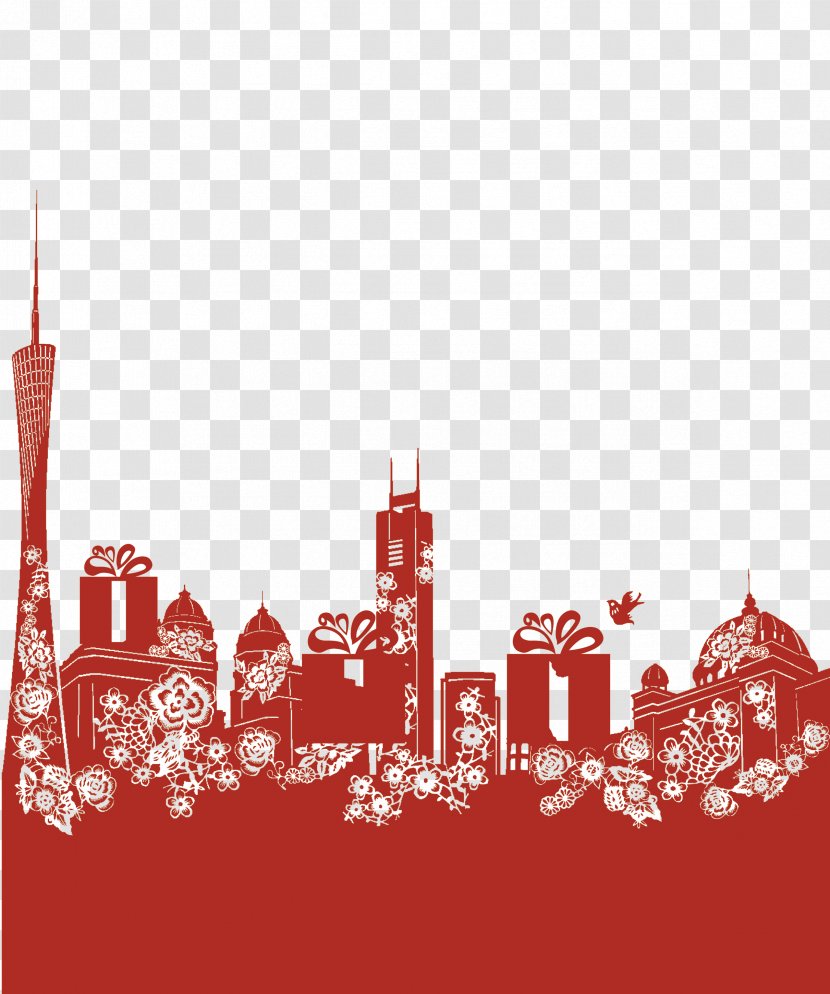 Papercutting City Architecture - Carved Silhouette Transparent PNG