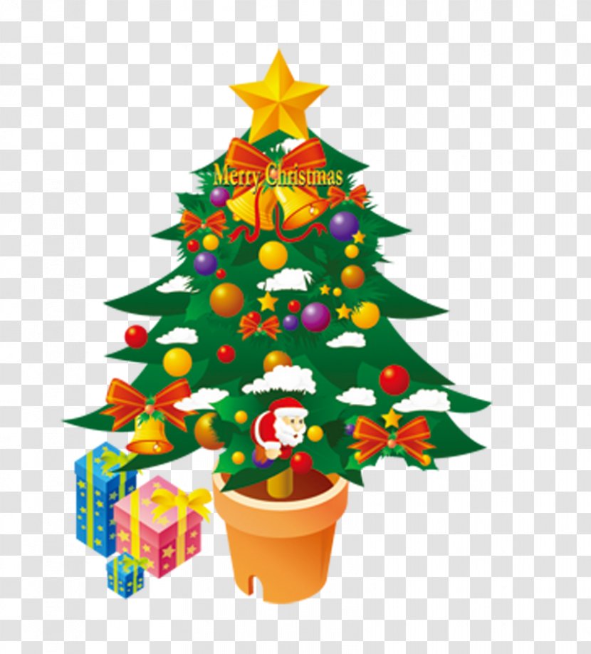 Christmas Tree Santa Claus Ornament Sticker Transparent PNG