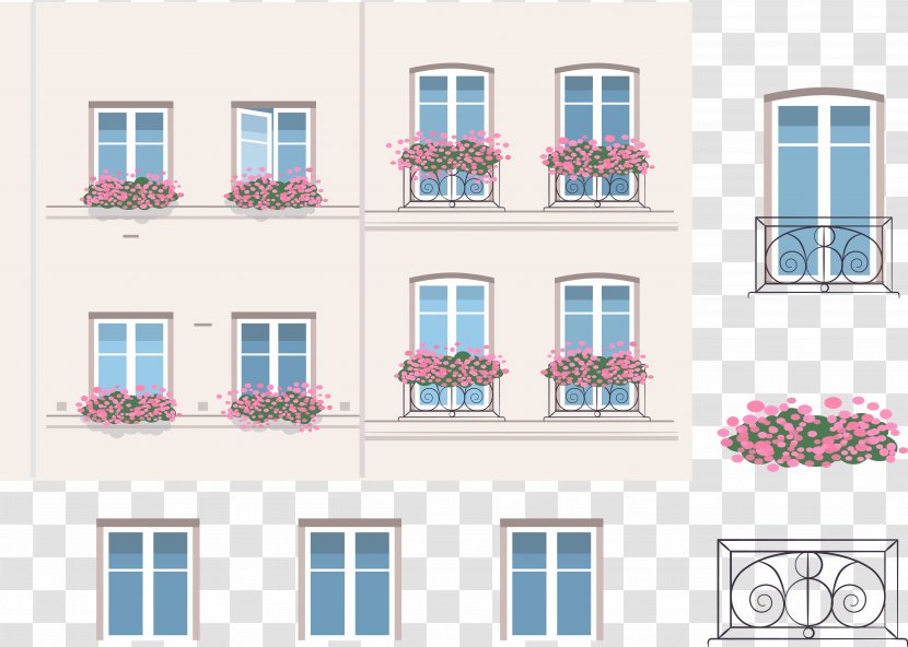 Balcony Euclidean Vector Facade Icon - Flower Transparent PNG