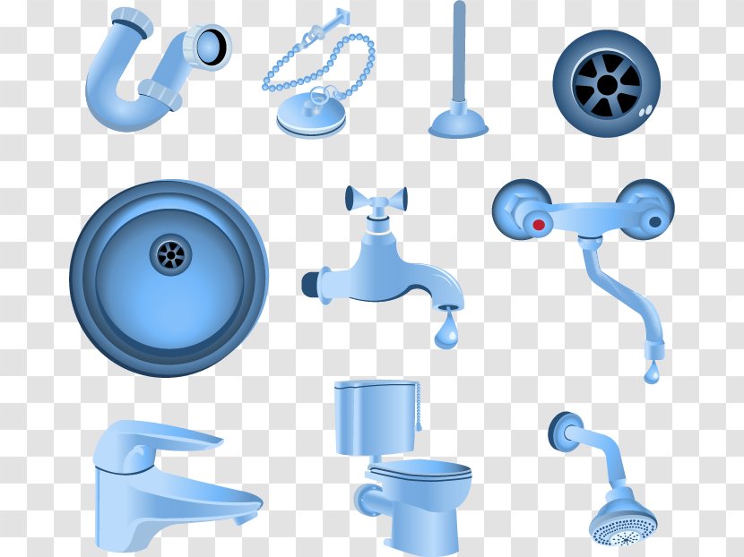 Public Toilet Bathroom Flush - Bidet Shower - Blue Articles Vector Material Transparent PNG