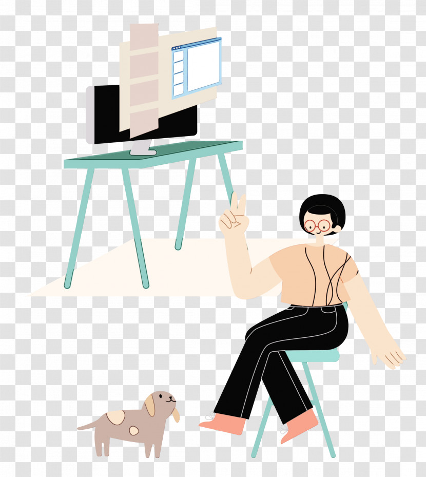 Desk Furniture Sitting Table Cartoon Transparent PNG