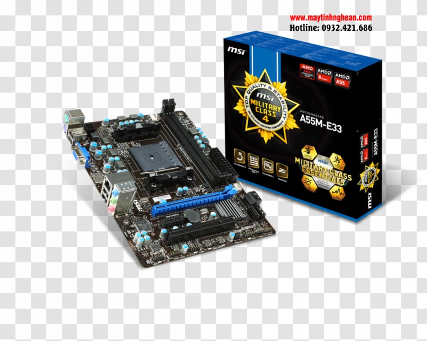 MSI FM2-A55M-E33 - Electronics Accessory - MotherboardMicro ATXSocket FM2AMD A55Socket FM2 Socket FM2+ CPU SocketComputer Transparent PNG