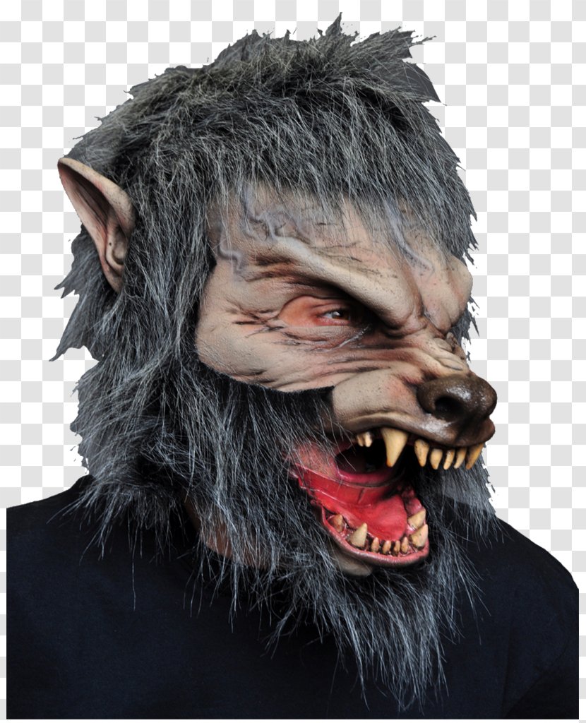 Big Bad Wolf Halloween Costume Latex Mask - Werewolf Transparent PNG
