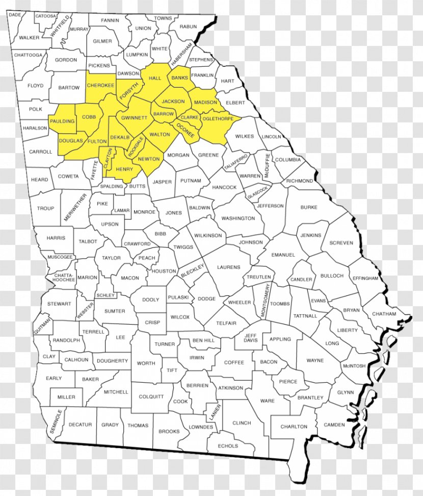 Hall County, Georgia Fulton Hart Clayton Glynn - County - Map Transparent PNG