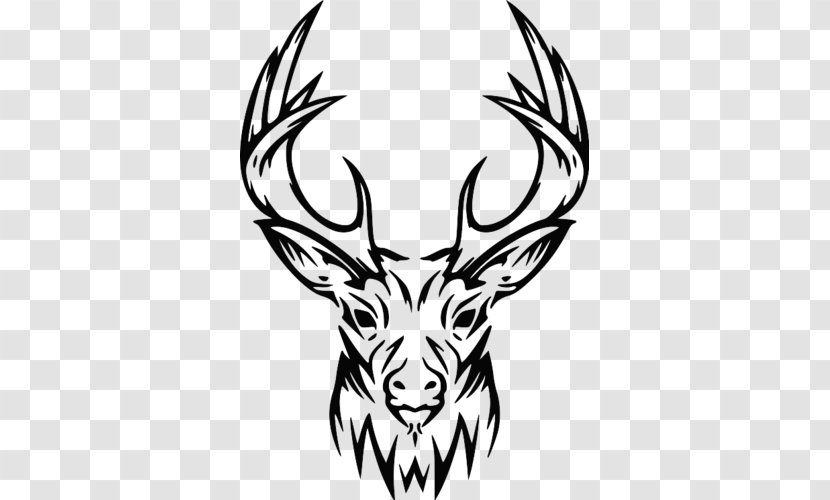 Deer Elk Drawing Antler - Monochrome Photography Transparent PNG