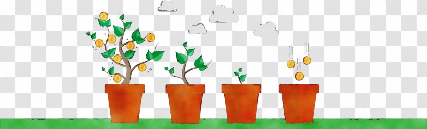 Watercolor Flower Background - Plastic - Flowerpot Transparent PNG