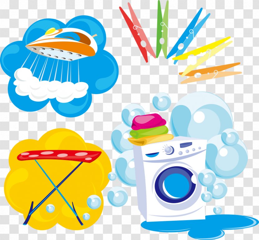 Washing Machine Laundry Clothes Iron Clothing - Room - Vector Bubble And Transparent PNG
