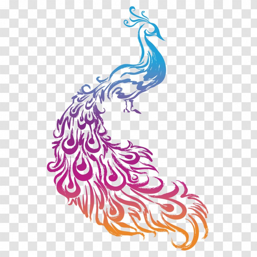 Vector Graphics Peafowl Illustration Logo - Violet - Fenghuang Transparent PNG