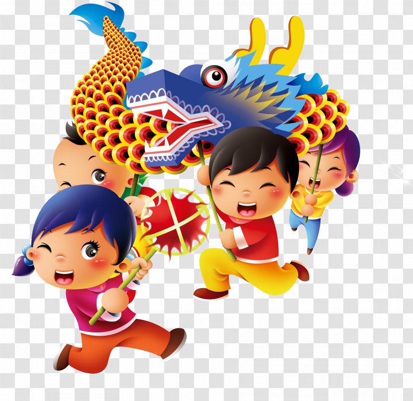 Dragon Dance Lion Cartoon Chinese New Year - Boat Race Transparent PNG
