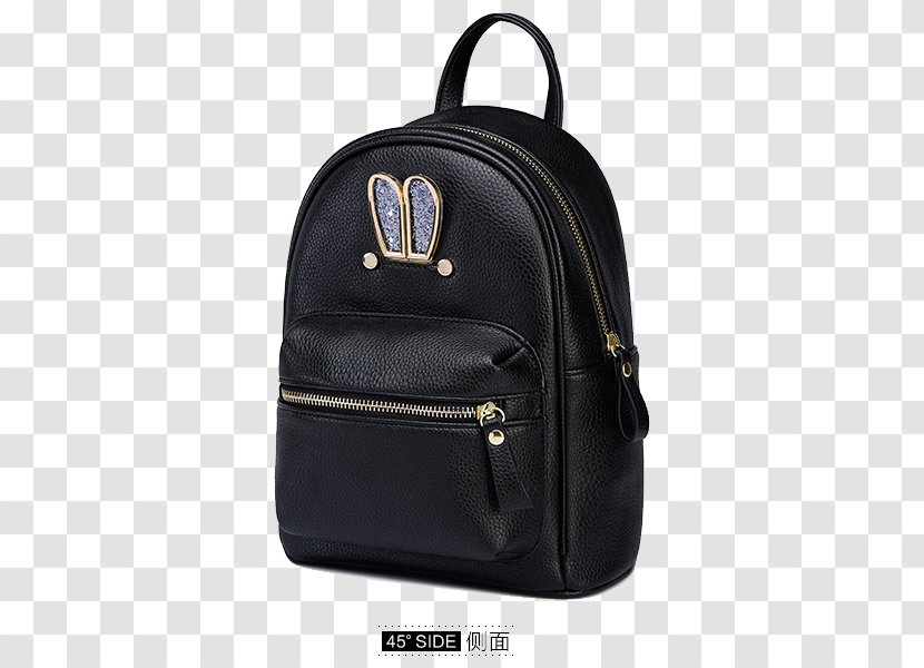 Backpack Handbag - Bag - Korean Black Shoulder Rabbit Side Transparent PNG