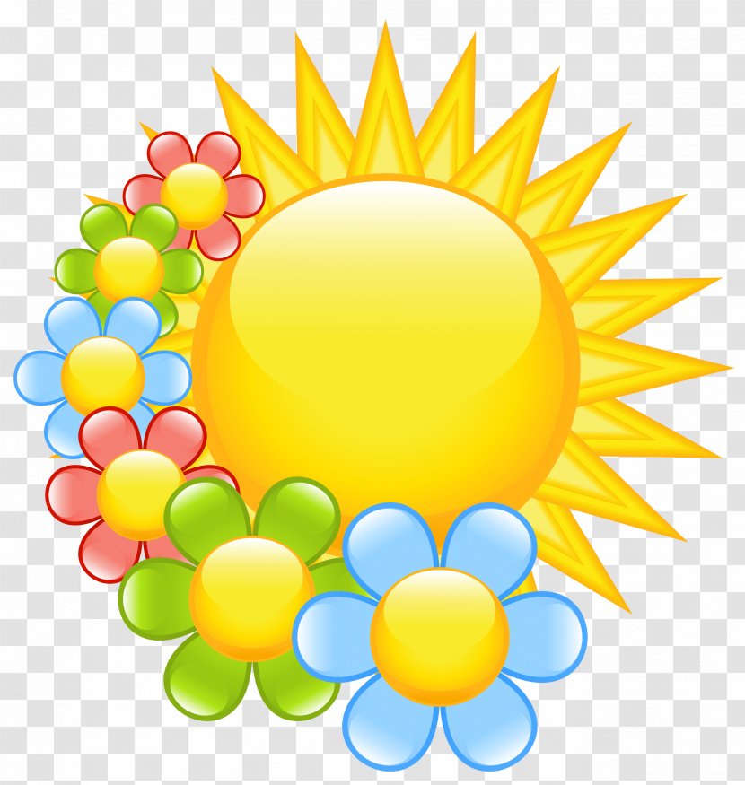 Flower Spring Clip Art - Blog - Sun With Flowers Clipart Transparent PNG
