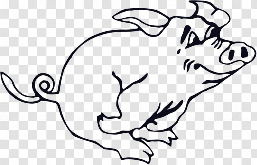 Large White Pig Clip Art - Cartoon - Free Pictures Of Pigs Transparent PNG