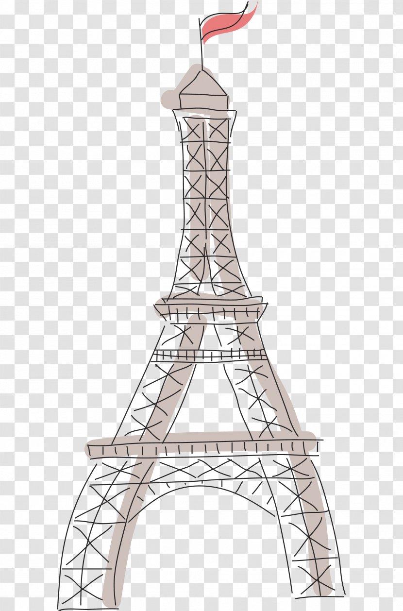 Eiffel Tower Euclidean Vector Building - Designer - Hand-drawn Elements Of Paris Transparent PNG