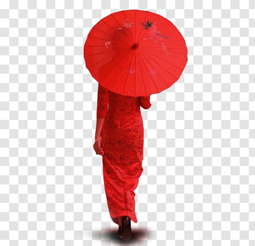 Oil-paper Umbrella Red - Mighty Jaxx - Woman Playing Zhisan Transparent PNG
