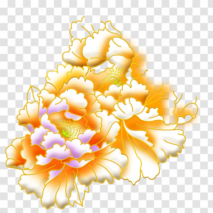Floral Design Gold Peony - Flora Transparent PNG