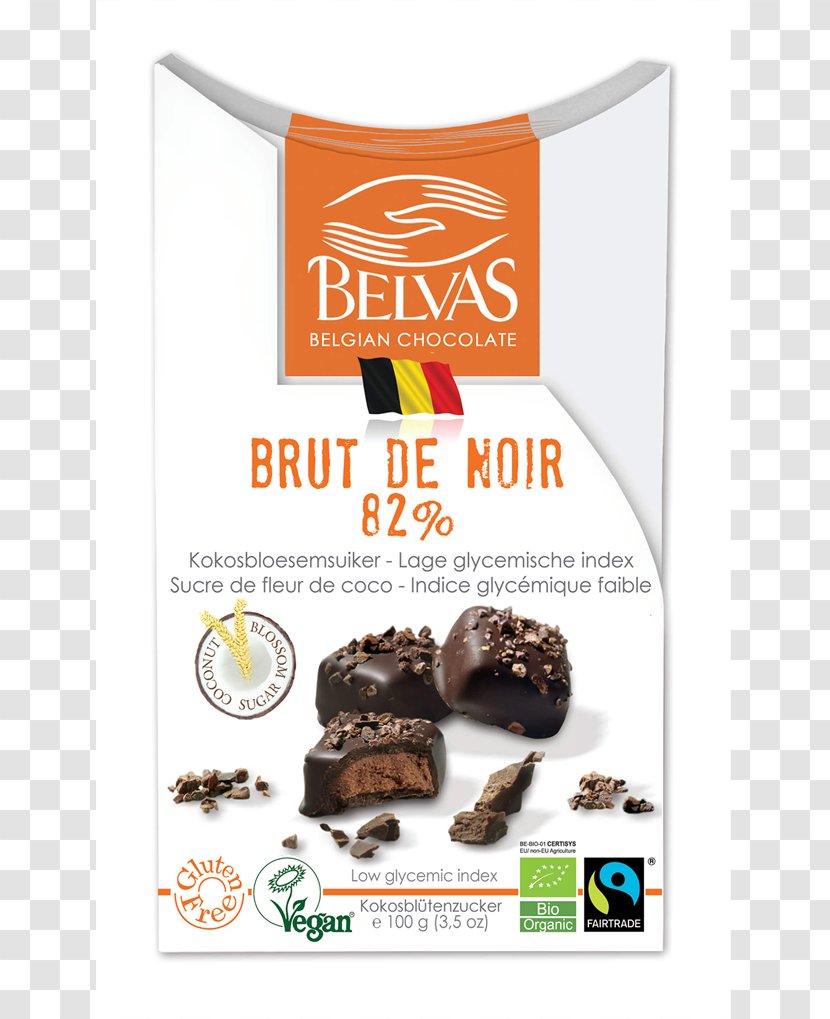 Praline Belvas Org Brut De Noir Dark Chocolate - Bonbon - Coco Blossom SugarDark & Haz Belgian BonbonChocolate Transparent PNG