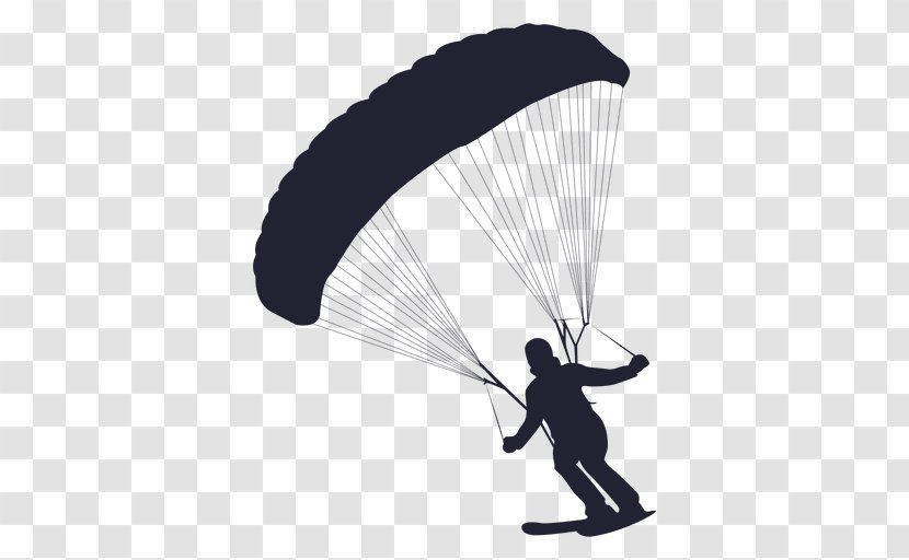 Paragliding Parachute Silhouette Drawing Speed Flying - Paratrooper Transparent PNG