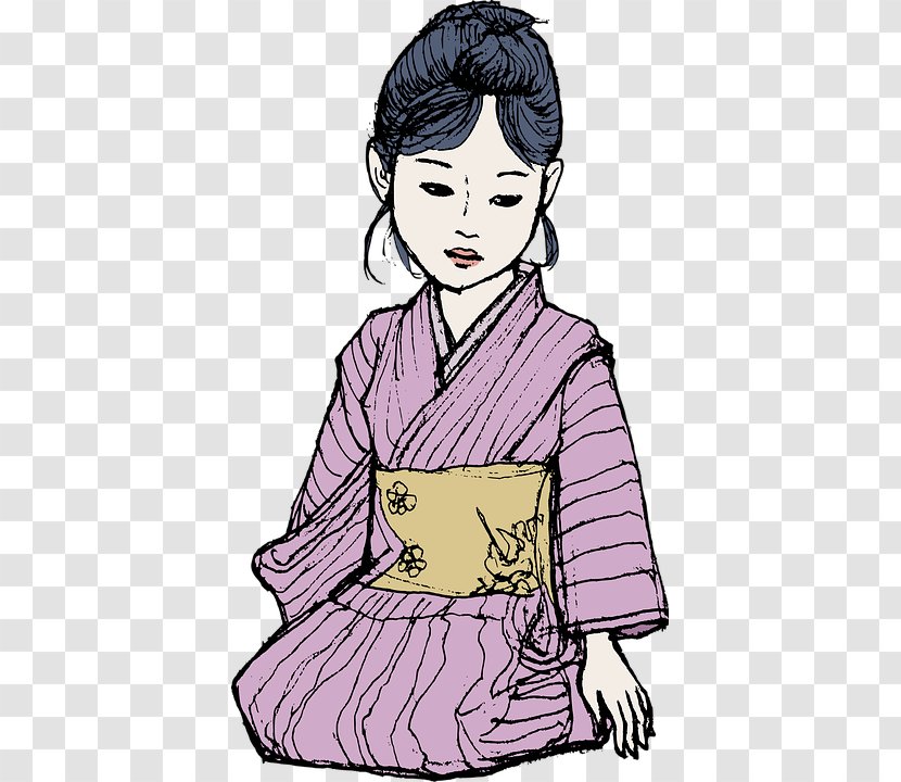 Japanese Dolls Kimono Coloring Book Culture - Cartoon - Woman Transparent PNG