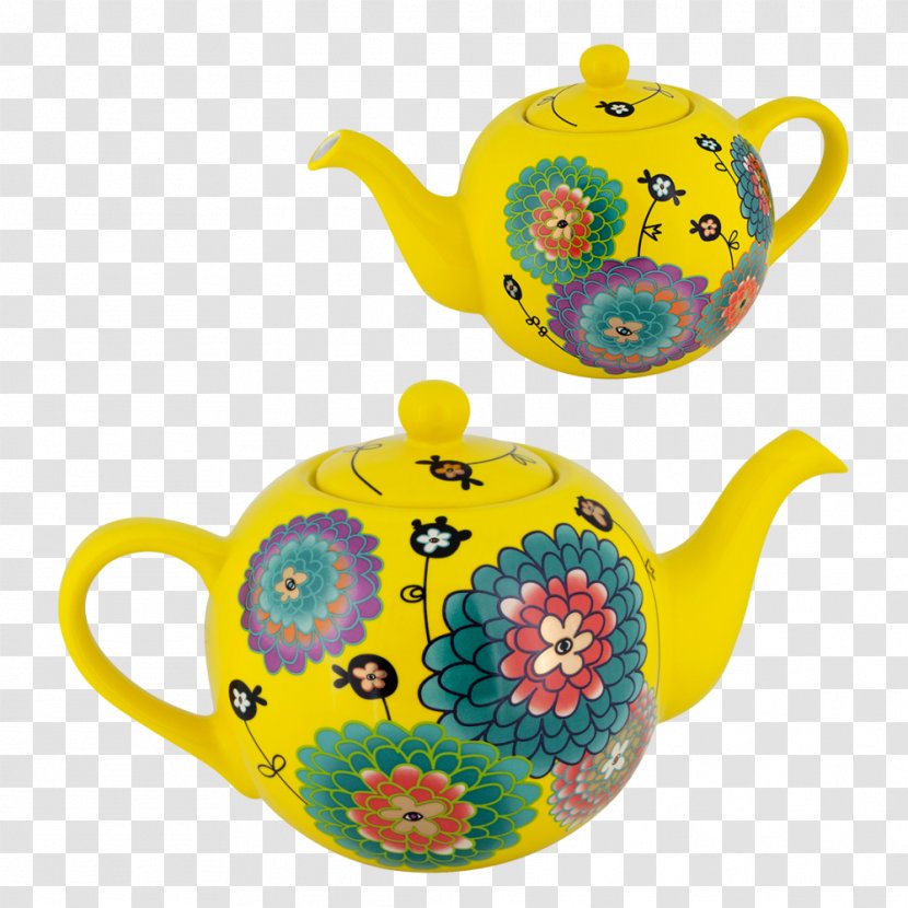 Kettle Teapot Tableware Yellow Lid - Tea Set Dishware Transparent PNG