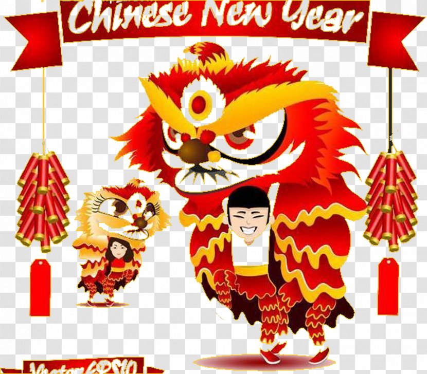 Lion Dance Dragon Chinese New Year Illustration - Flower Transparent PNG