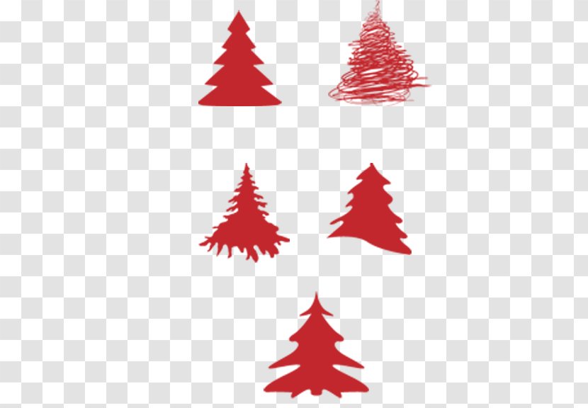 Christmas Tree Papercutting Illustration - Red Paper-cut Transparent PNG