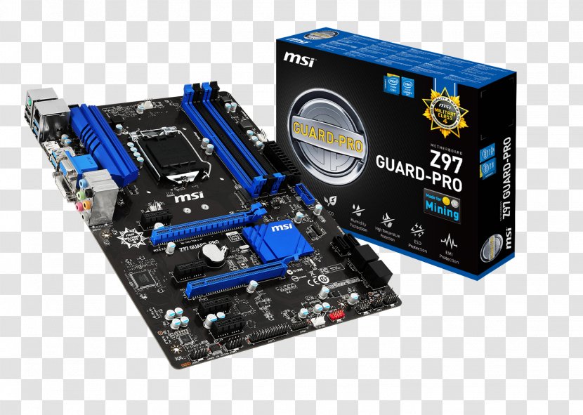 Intel LGA 1150 Motherboard MSI Z97 GUARD-PRO Transparent PNG