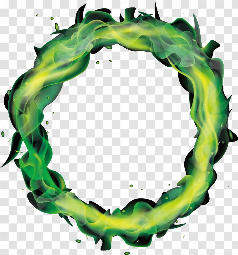 Green Flame - Leaf - Vector Painted Flames Transparent PNG