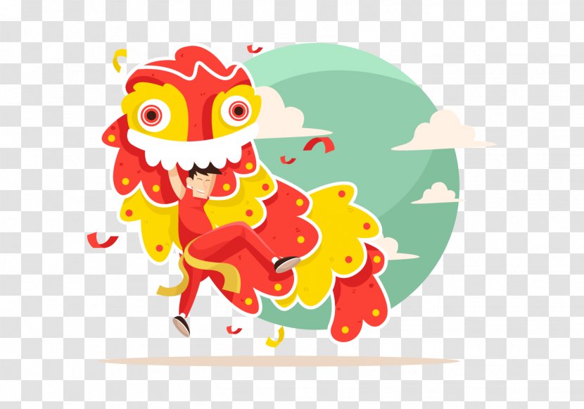 Lion Dance Chinese New Year Lunar - Fictional Character - Vector Dancers Transparent PNG