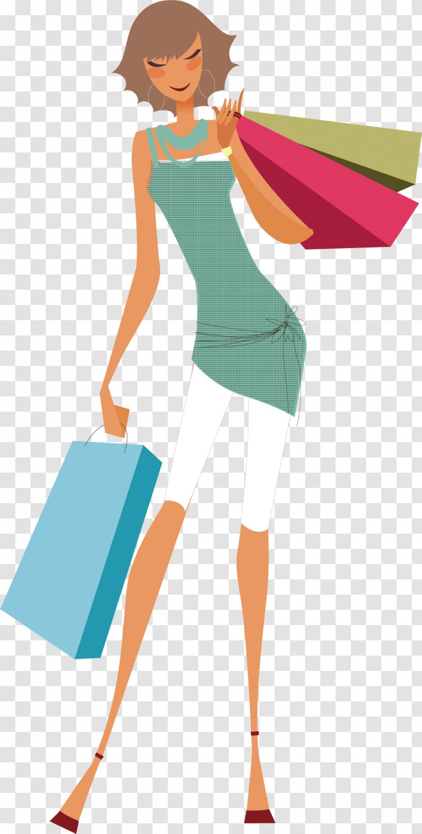 Shopping Bag Sticker - Cartoon - Woman Transparent PNG
