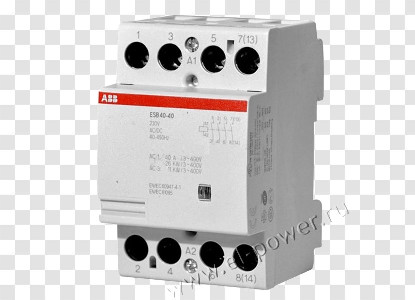 ABB ESB Instalation Contactor 4 Pole GHE3491102R0006 Components System Pro M Compact 63-40 GHE3691102R0003 Group Electrical Switches - Relay - Abb Electric Transparent PNG