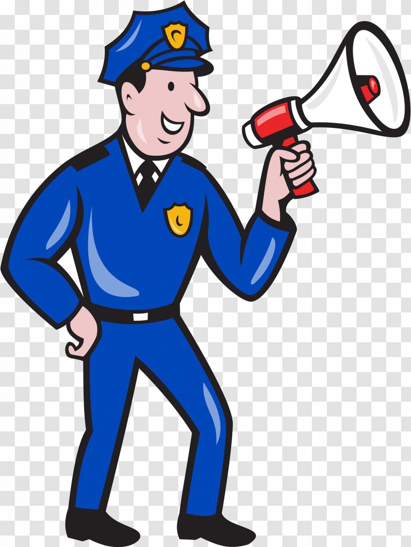 Police Officer Cartoon Illustration - The Policeman With Horn Transparent PNG