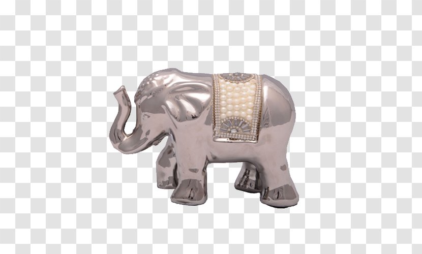 Indian Elephant African Silver Animal Figurine Transparent PNG