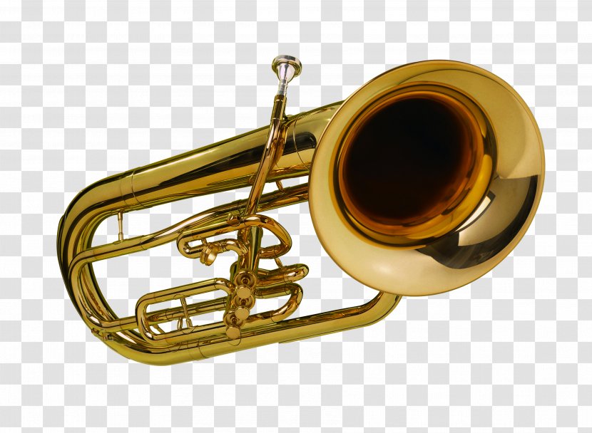 Trumpet Tuba Musical Instrument Wind Trombone - Watercolor - Metal Instruments Transparent PNG