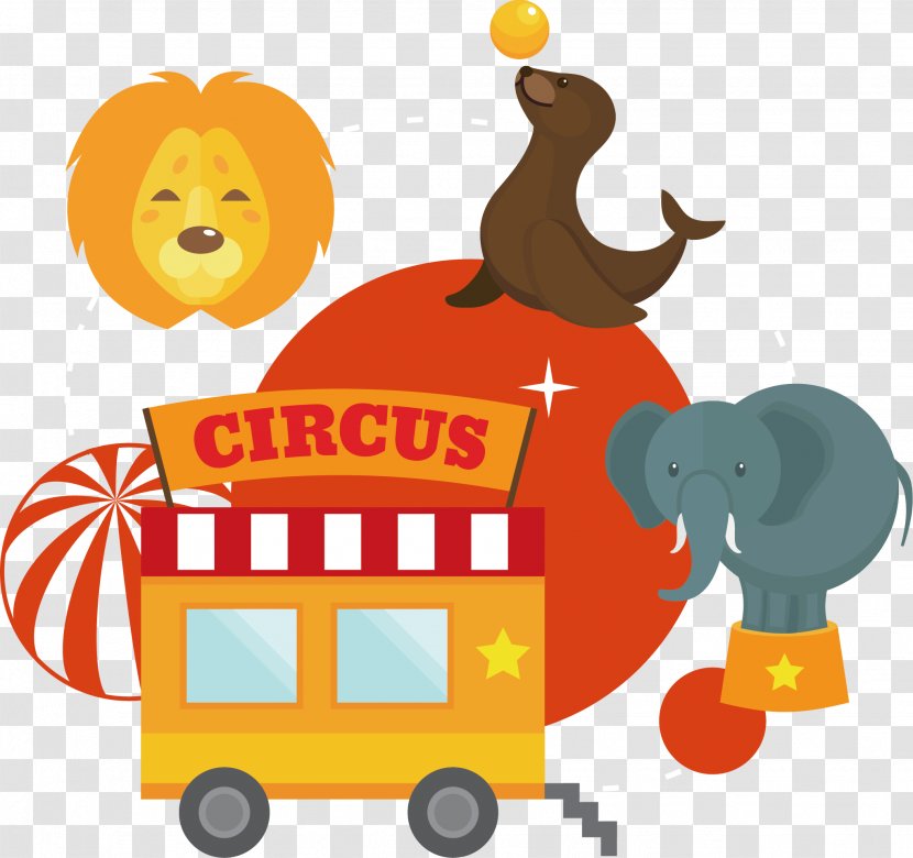 Amazing Circus Clip Art - Orange - Vector Hand-painted Car Transparent PNG