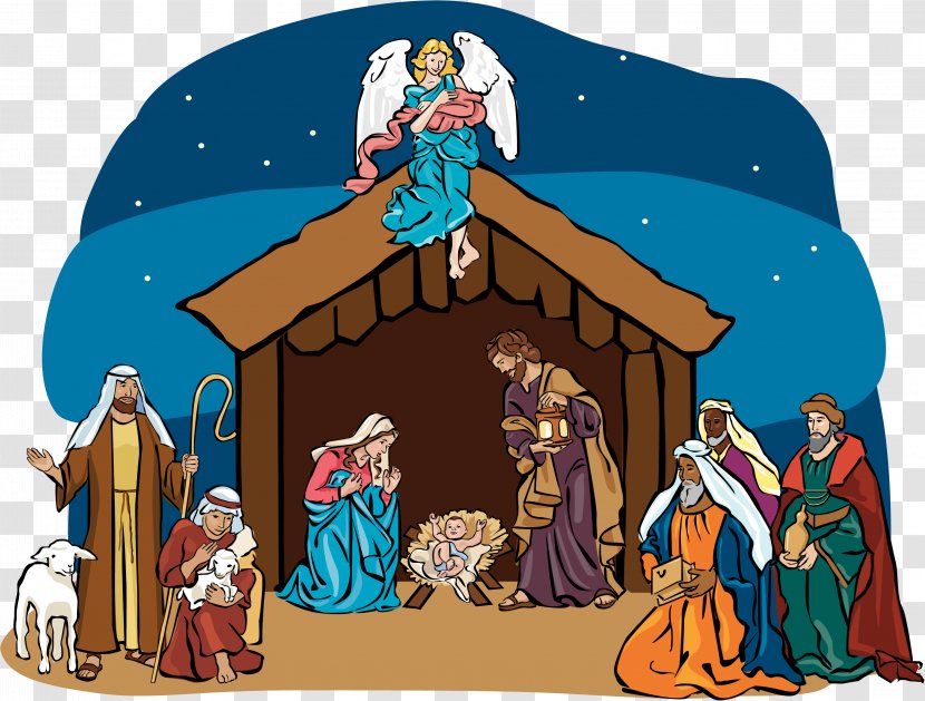Nativity Scene Of Jesus Gospel Matthew Luke Clip Art - Cartoon - WORSHIP Transparent PNG