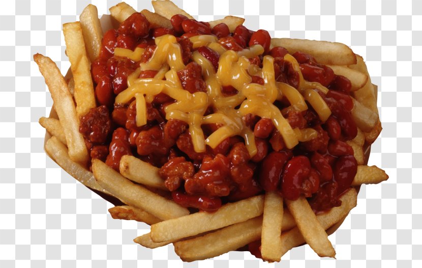 French Fries Chili Con Carne Cheese Hamburger Dog - Fast Food - Meat Transparent PNG