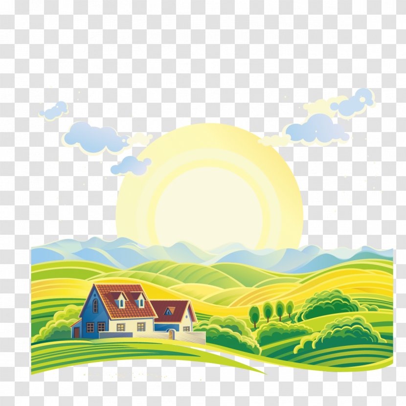 House And Sun - Landscape - Royalty Free Transparent PNG