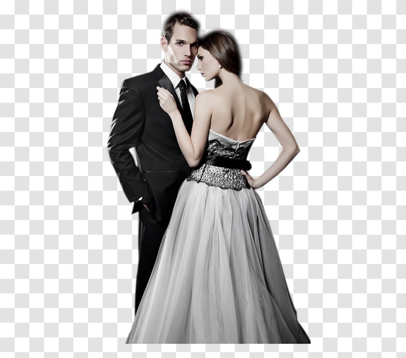 Wedding Dress Cocktail Tuxedo - Silhouette - Marriage Couple Transparent PNG