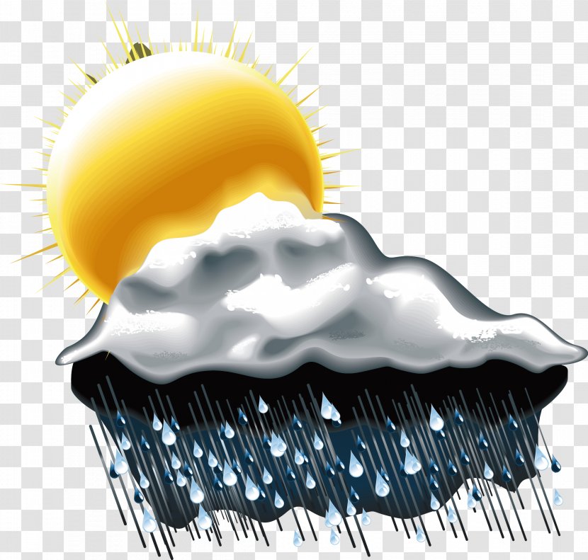 Rain And Snow Mixed Weather Cloud - Vector Transparent PNG