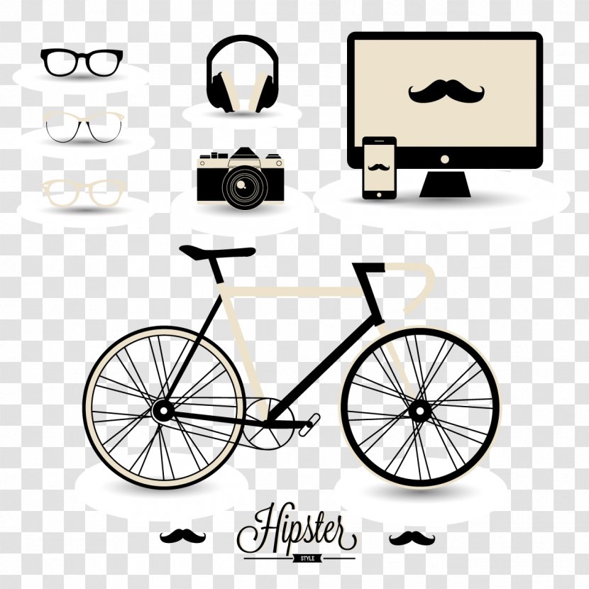 Hipster Euclidean Vector Fashion Illustration - Royaltyfree - Mountain Bike Transparent PNG