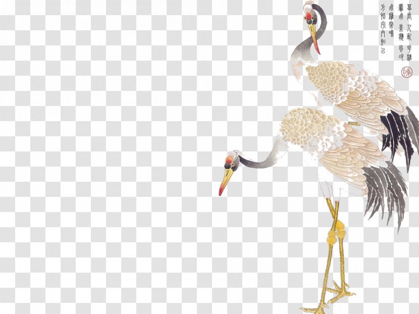 China Crane Bird Chinese Painting - Ink Brush Transparent PNG