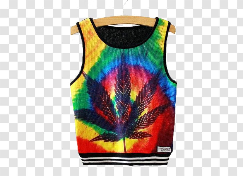 T-shirt Gilets Sleeveless Shirt Crop Top - Cannabis Transparent PNG