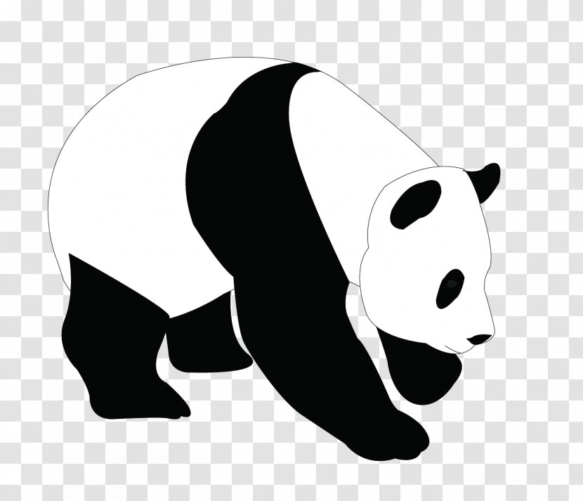 Giant Panda Bear Clip Art - Black And White Transparent PNG