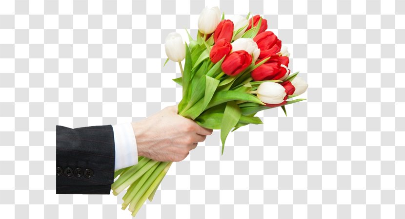 International Women's Day 8 March Tulip Flower Bouquet - Silhouette Transparent PNG