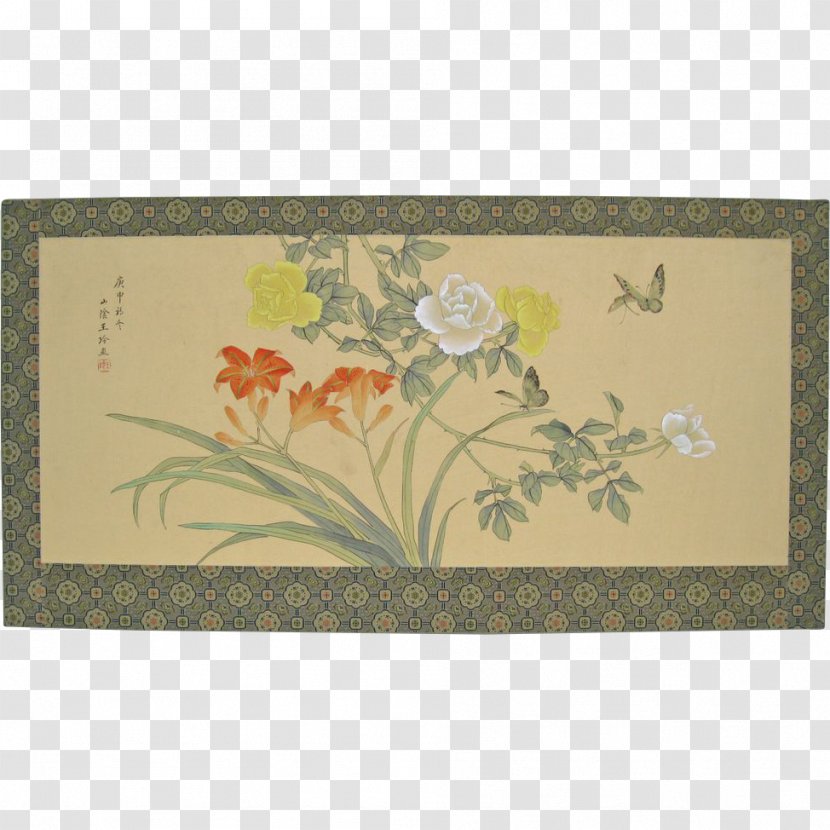 Flower Floral Design Place Mats Rectangle - Hand-painted Butterfly Transparent PNG
